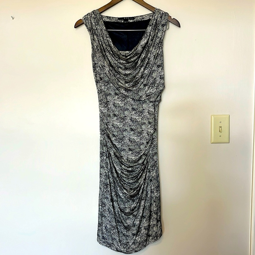 MNG Mango Leopard Animal Print Bodycon Ruched Dress XS‎ Sexy Cocktail